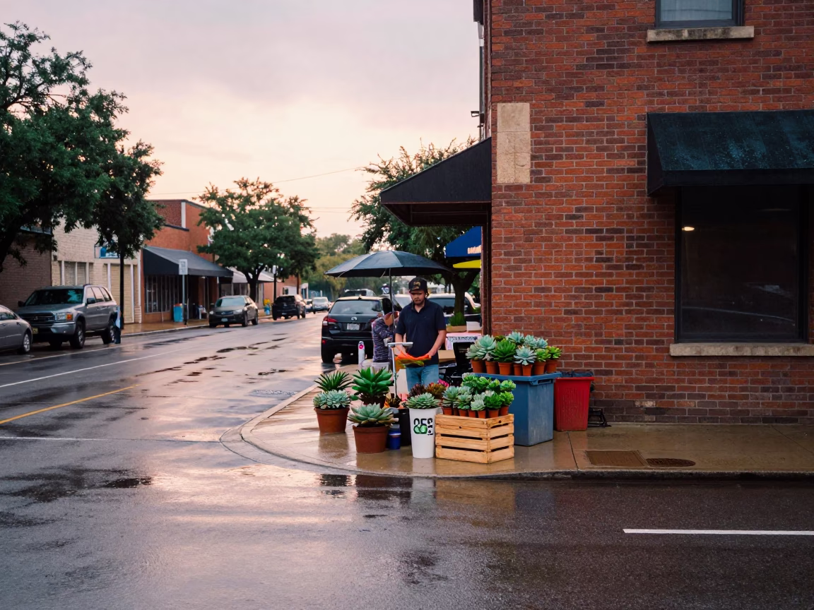Street Corner at First Light in Austin in in Austin, Texas, United States