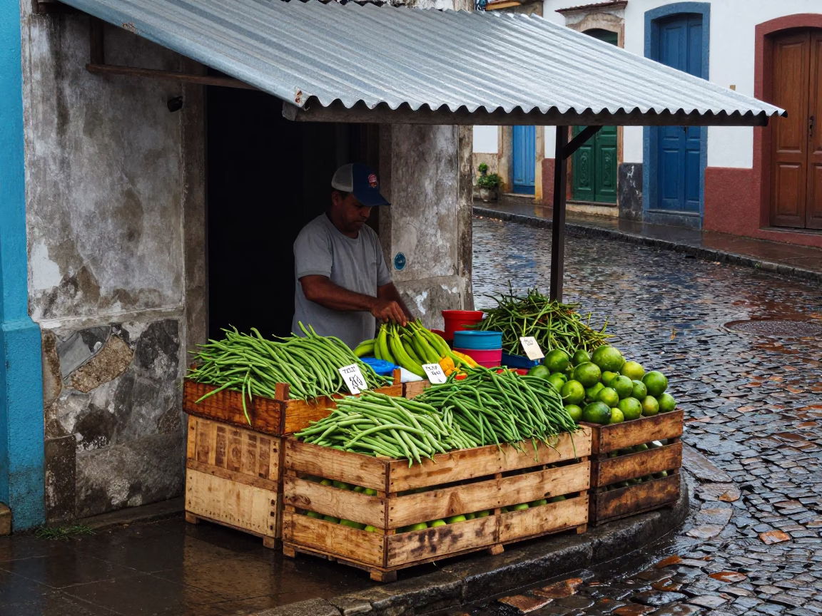 Street Corner at First Light in Salvador in in Salvador, Brazil
