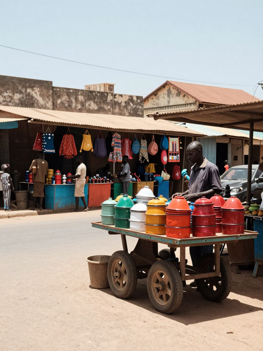 Street Corner at Flat Noon Light in Dakar in in Dakar, Senegal