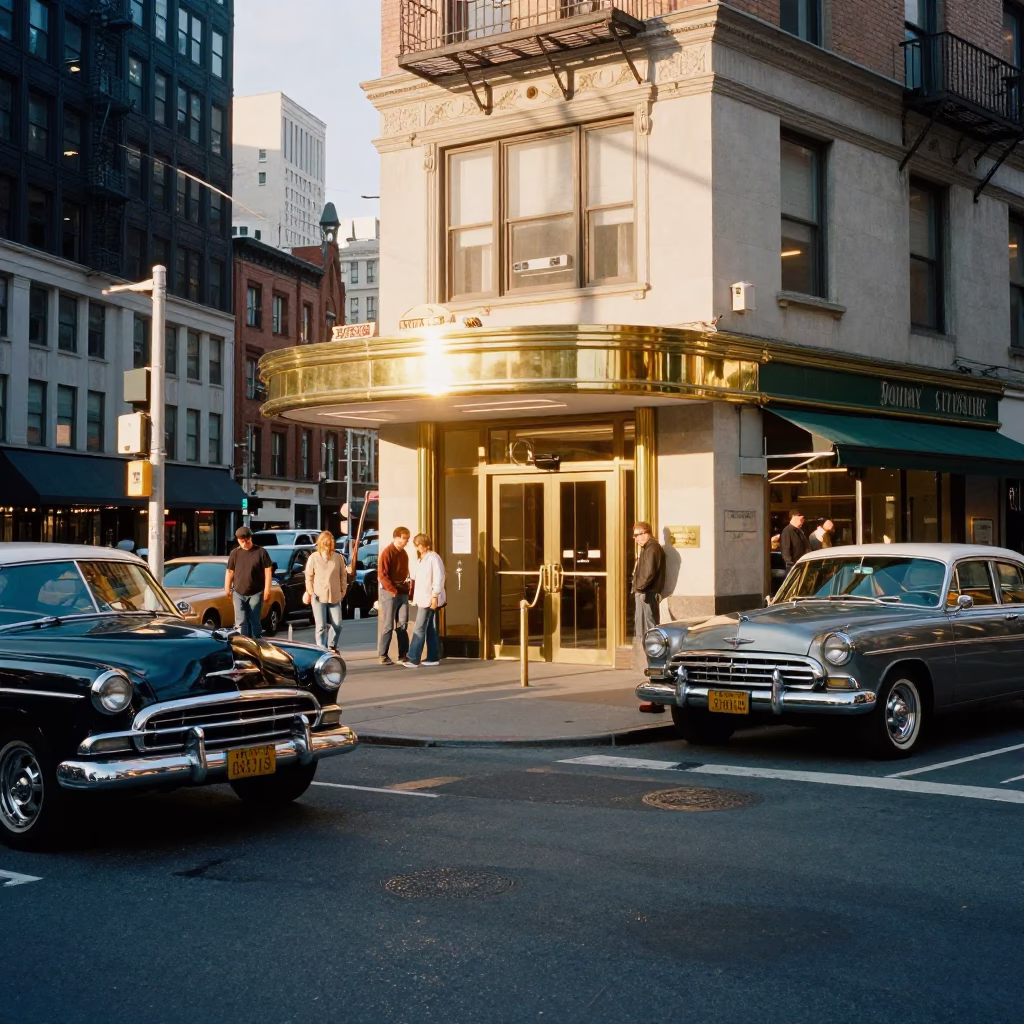 Street Corner at Golden Hour in New York in in New York, New York, United States