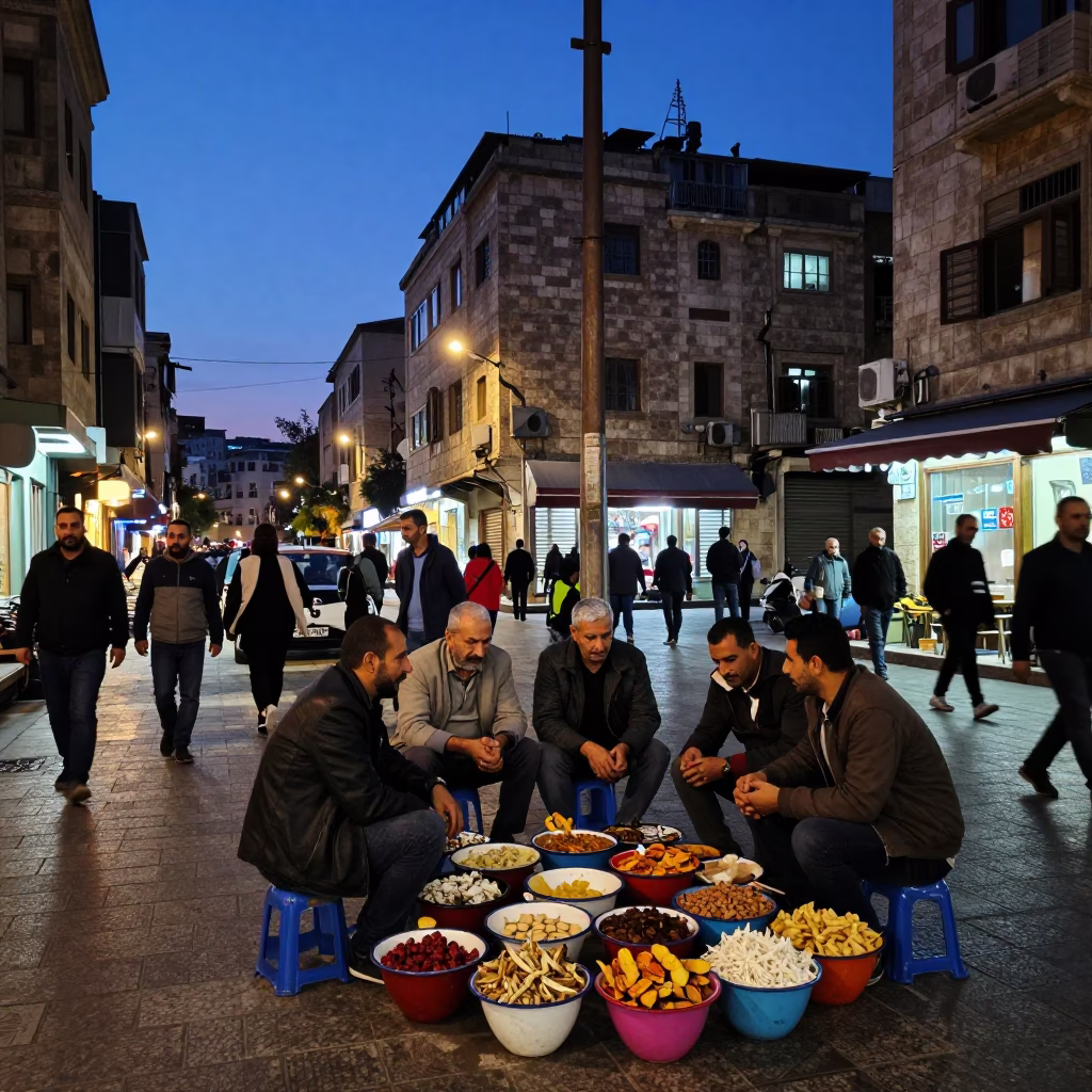 Street Corner at Indigo Twilight After Sunset in Beirut in in Beirut, Lebanon