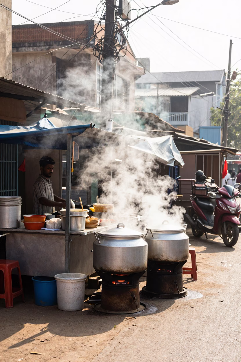 Street Corner at Late Morning Light in Chennai in in Chennai, India