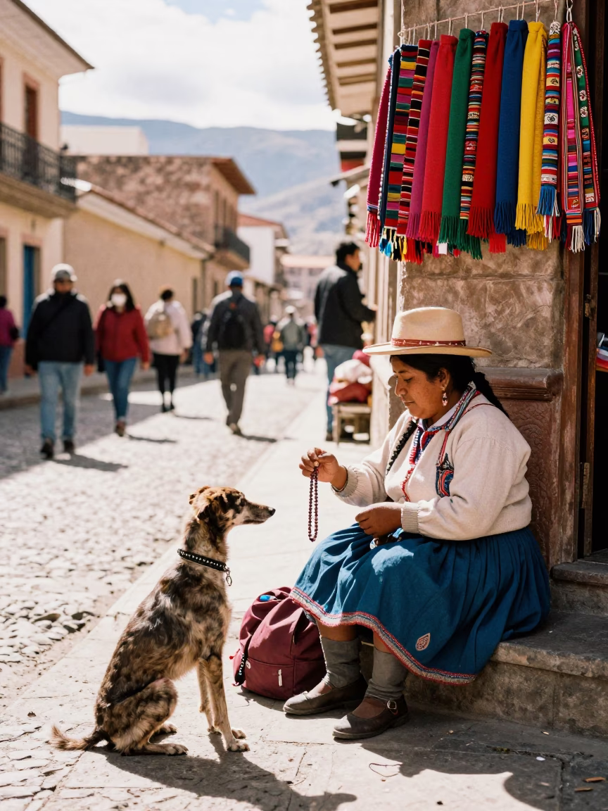 Street Corner at Late Morning Light in La Paz in in La Paz, Bolivia