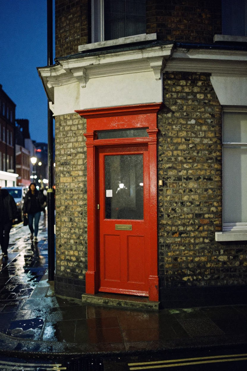 Street Corner at Midnight Light in London in in London, United Kingdom