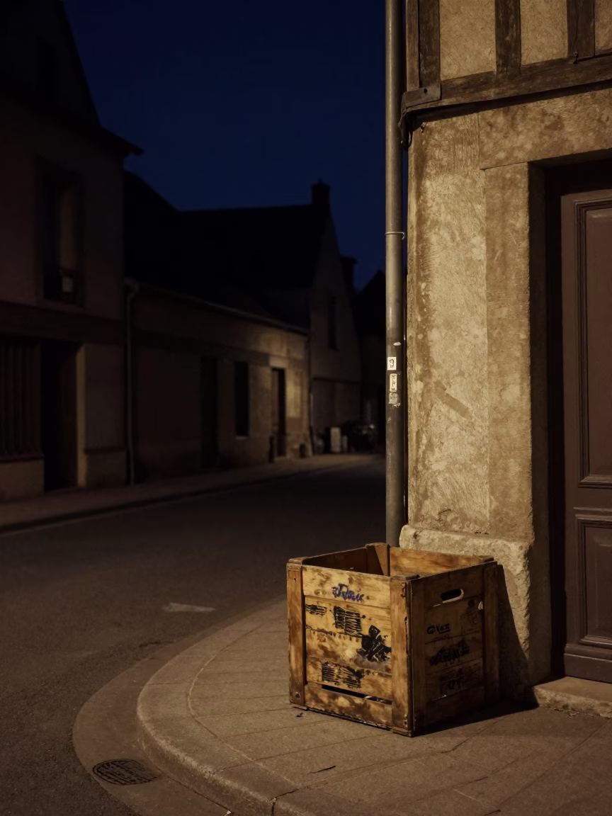 Street Corner at The Deepest Night Sky Light in Nice in in Nice, France