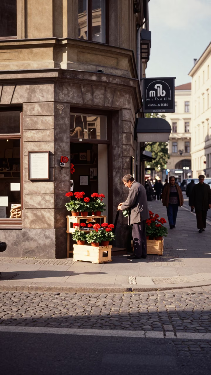 Street Corner at The Early Afternoon Light in Berlin in in Berlin, Germany