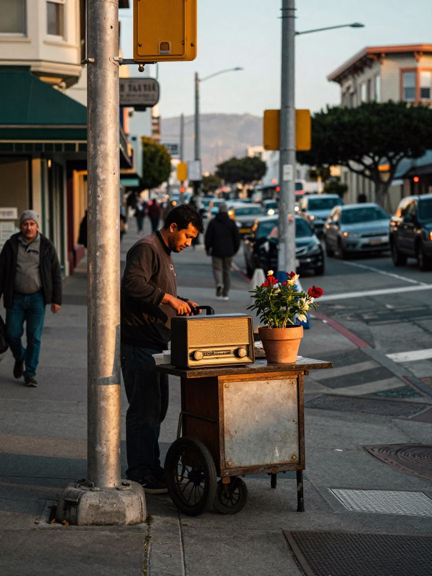Street Corner at The Early Afternoon Light in San Francisco in in San Francisco, California, United States