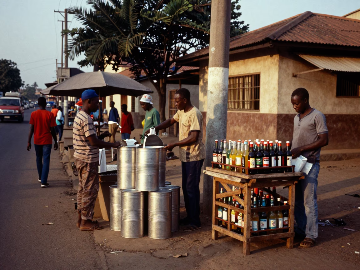 Street Corner at The Early Evening Light in Accra in in Accra, Ghana