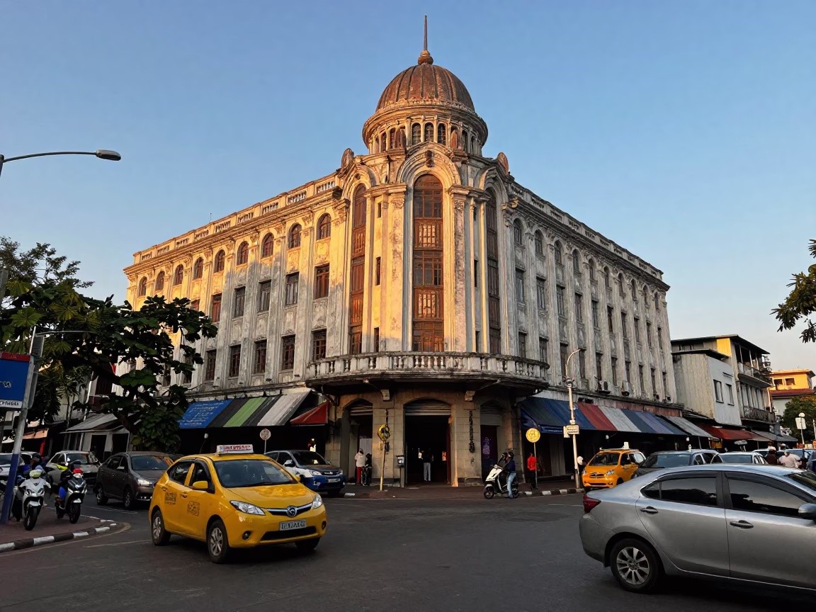 Street Corner at The Early Evening Light in Chennai in in Chennai, India