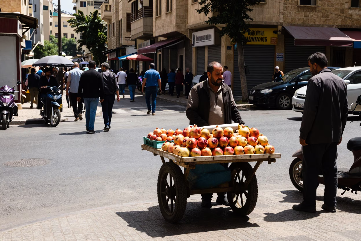 Street Corner at The Flat Glare Of Noon Light in Beirut in in Beirut, Lebanon
