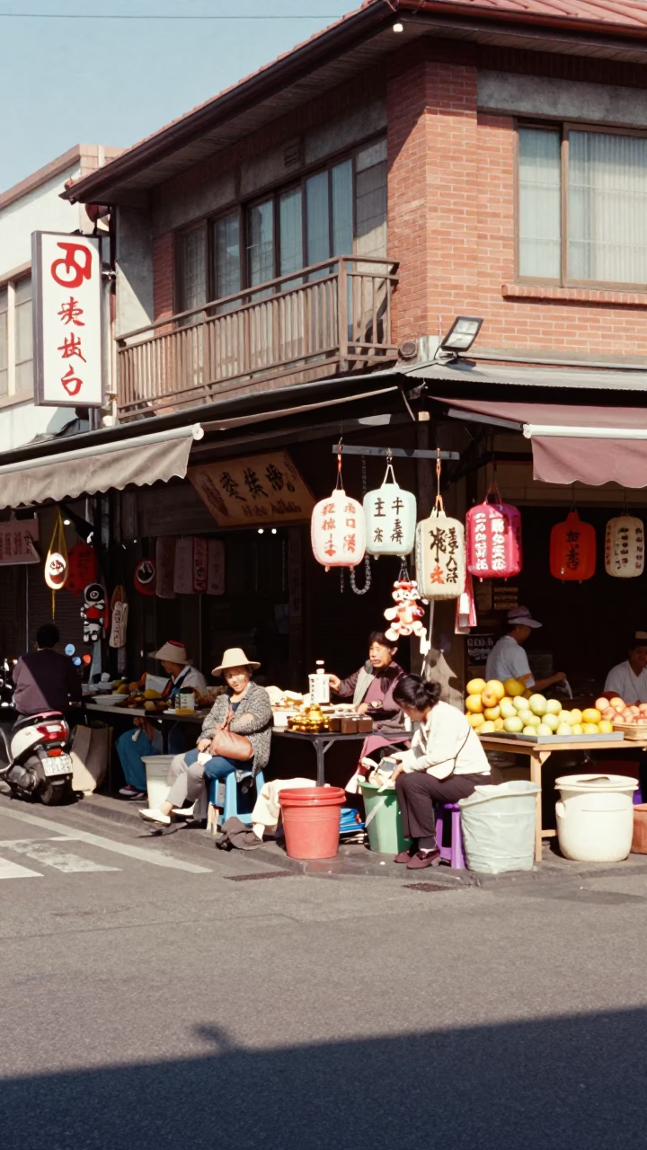 Street Corner at The Flat Glare Of Noon Light in Tainan in in Tainan, Taiwan
