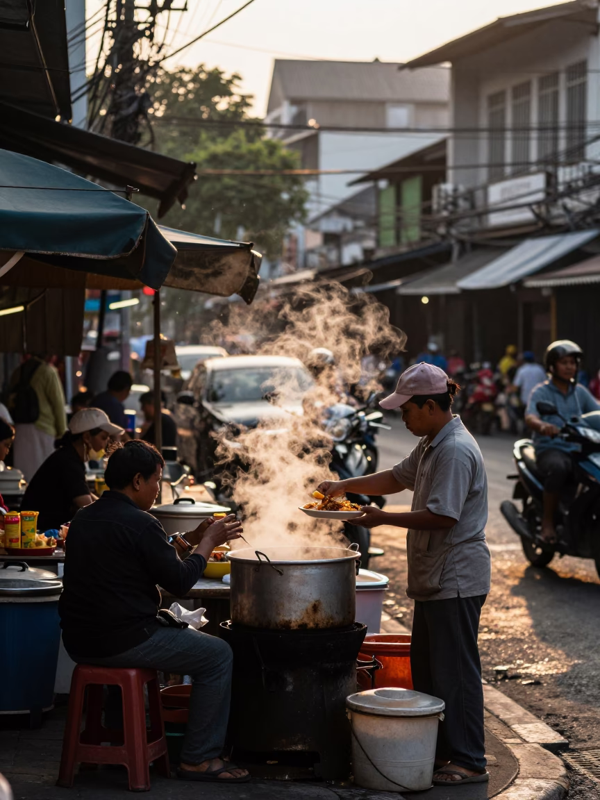 Street Corner at The Late Afternoon Light in Surabaya in in Surabaya, Indonesia