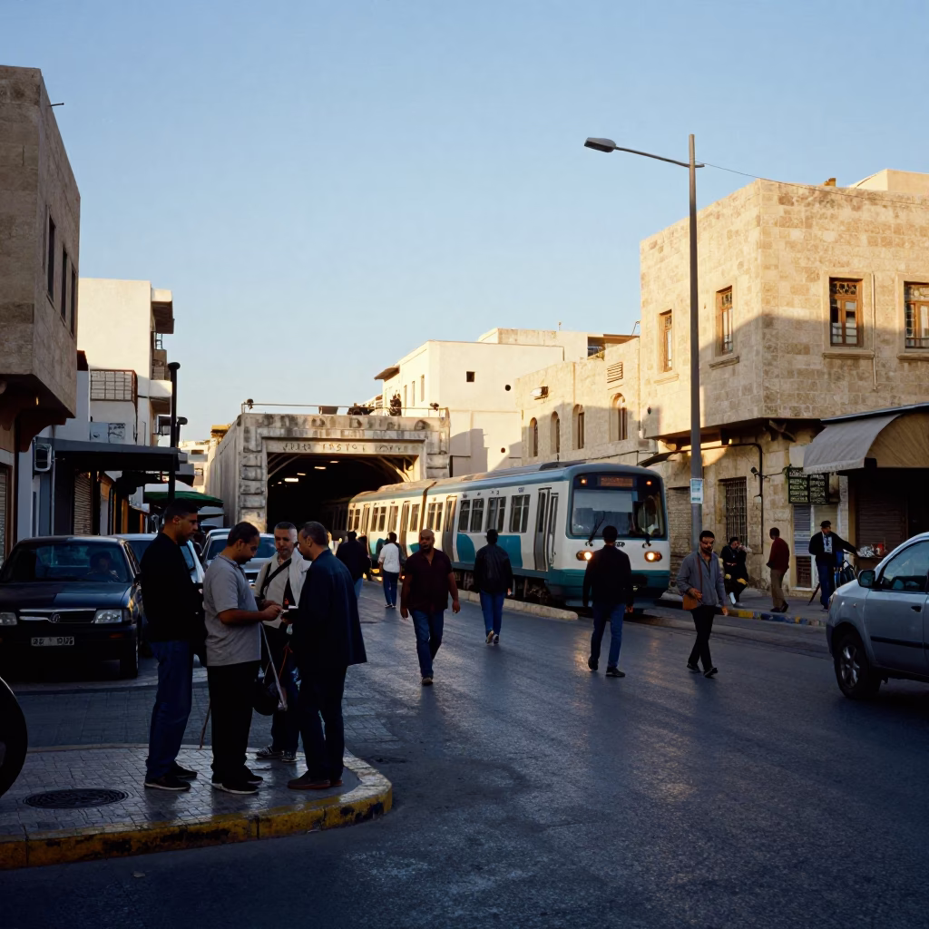Street Corner in Alexandria at Clear Late-afternoon Light in in Alexandria, Egypt