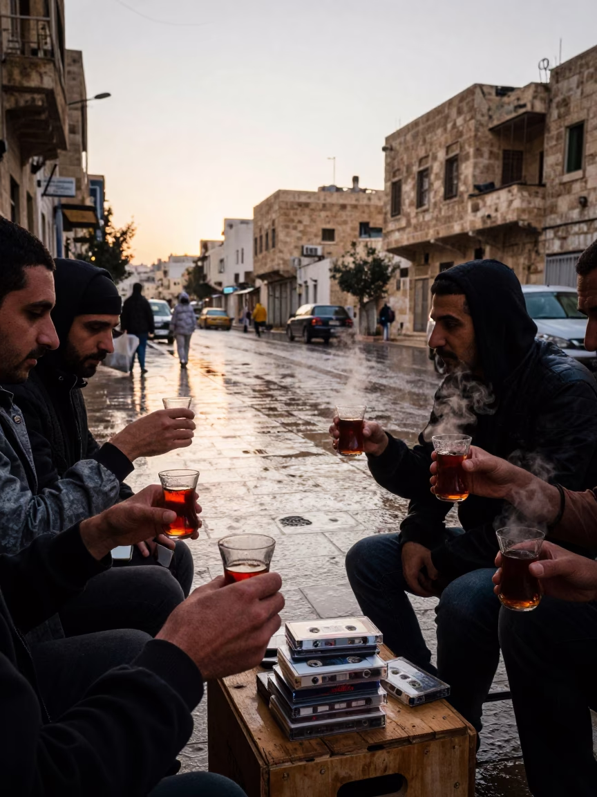 Street Corner in Amman at First Light in in Amman, Jordan