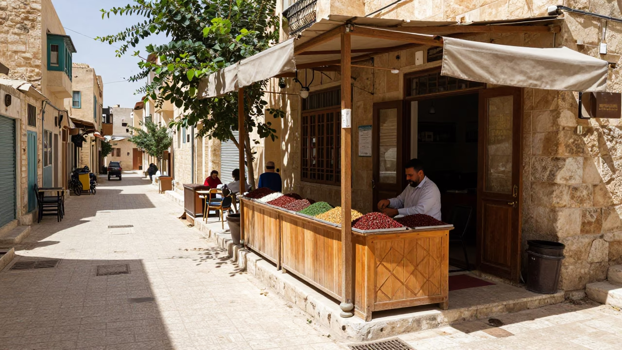 Street Corner in Amman at Late Morning Light in in Amman, Jordan