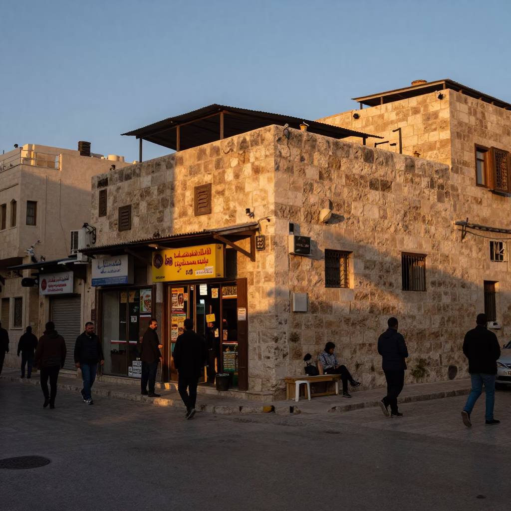Street Corner in Amman at The Early Evening Light in in Amman, Jordan