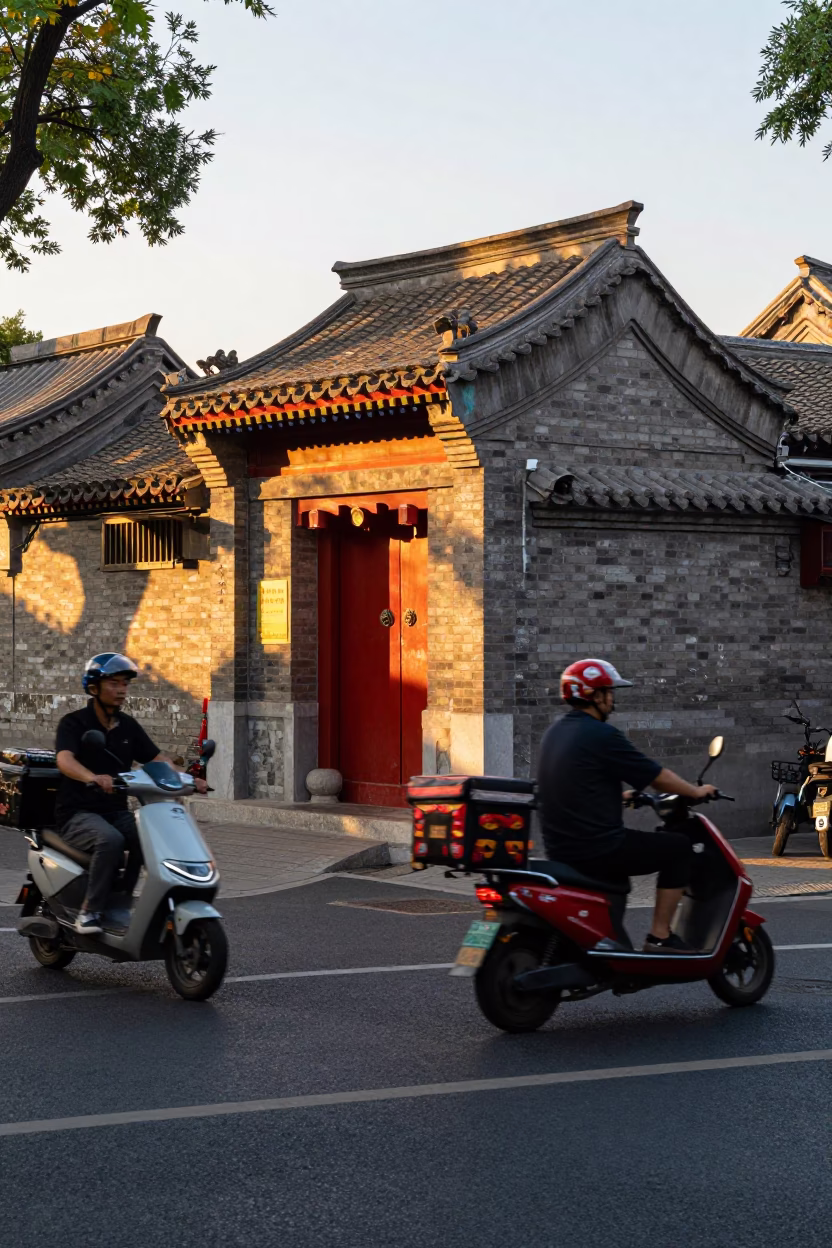 Street Corner in Beijing at Golden Hour in in Beijing, China