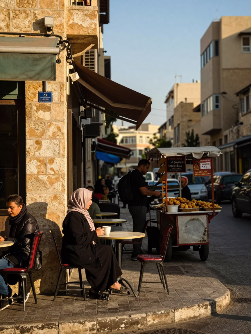 Street Corner in Beirut at Clear Late-afternoon Light in in Beirut, Lebanon