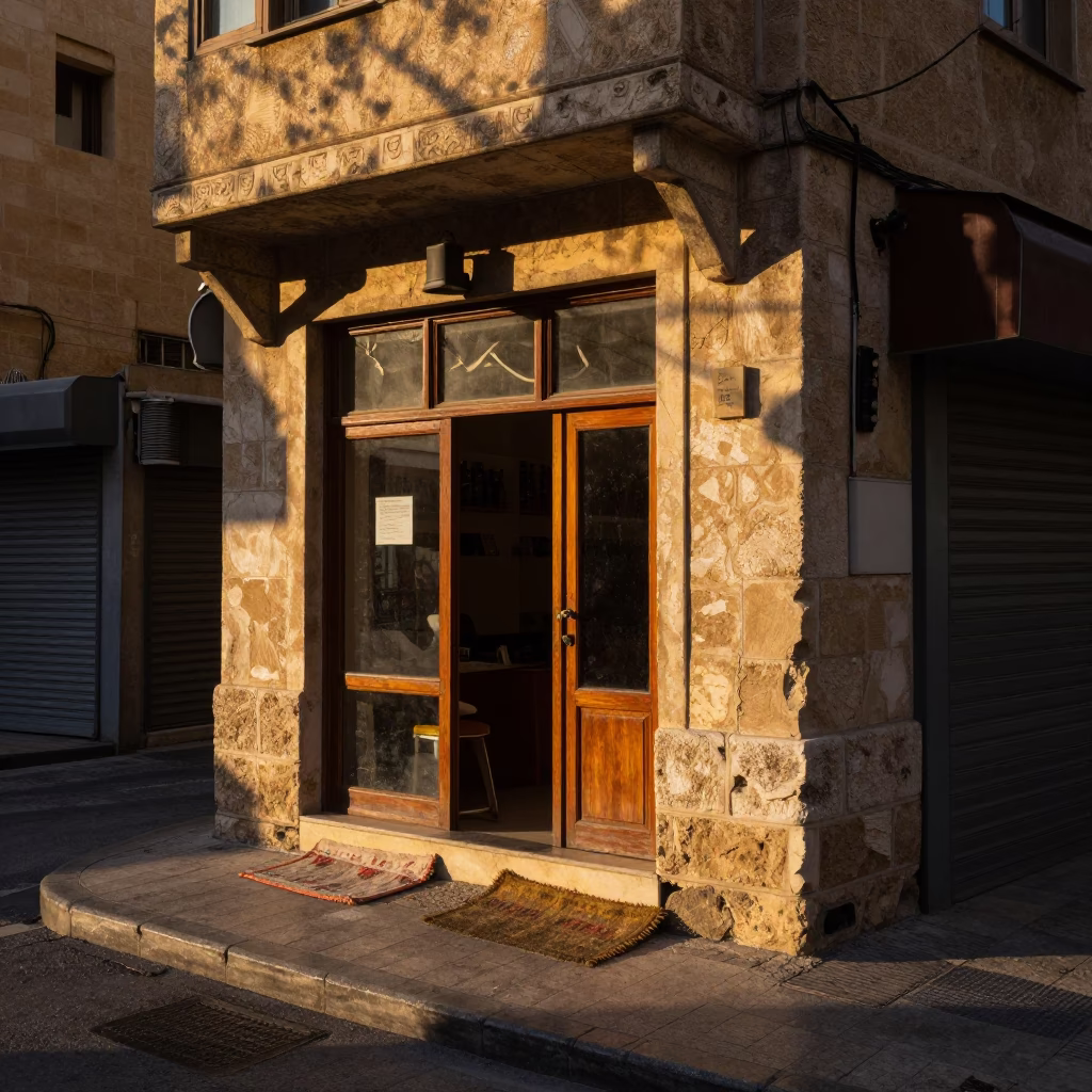 Street Corner in Beirut at Honeyed Evening Light in in Beirut, Lebanon