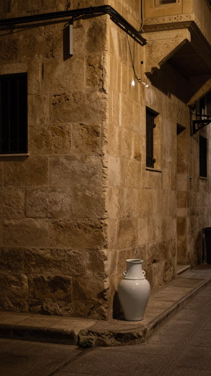 Street Corner in Beirut at Midnight Light in in Beirut, Lebanon