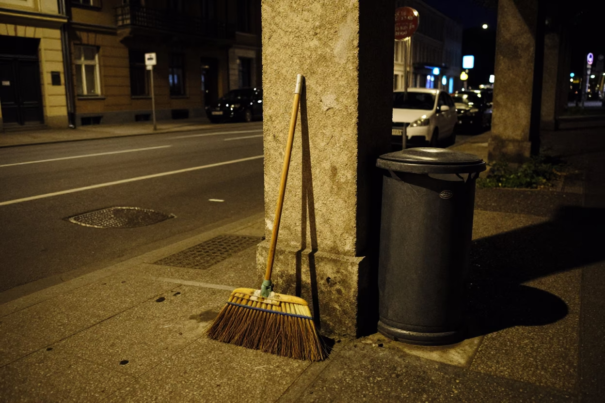 Street Corner in Berlin at Deep In The Night Light in in Berlin, Germany