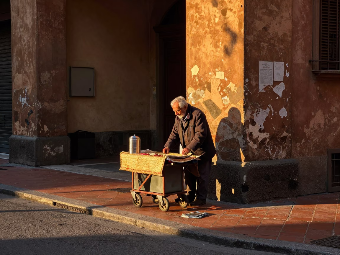 Street Corner in Bologna at Golden Hour in in Bologna, Italy