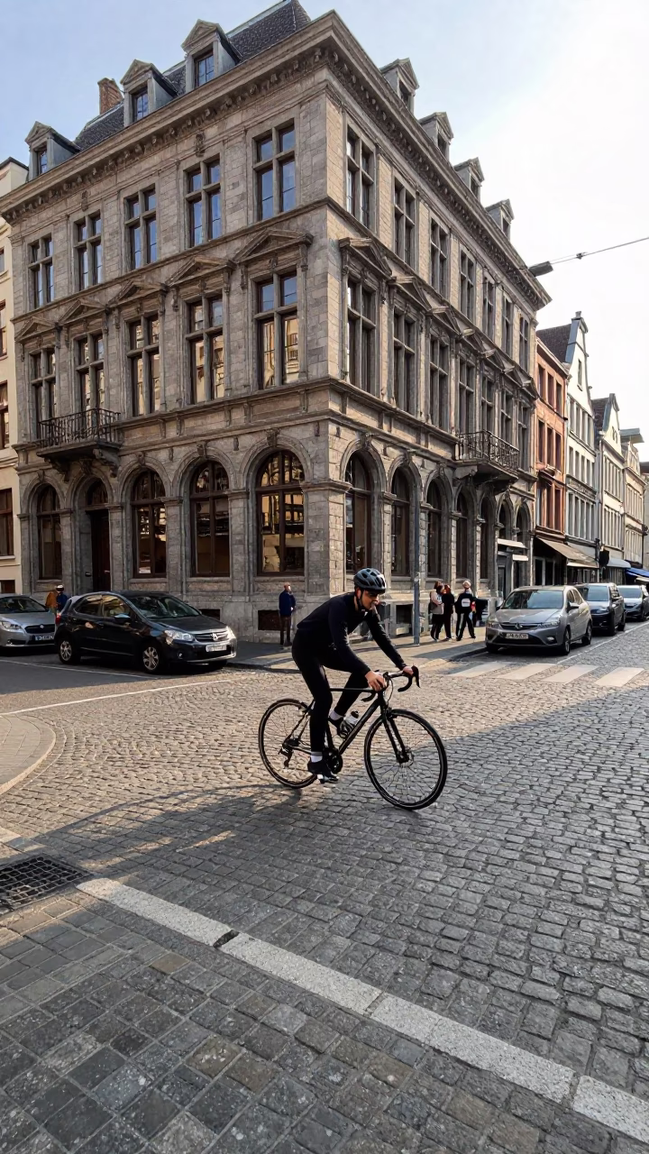 Street Corner in Brussels at The Early Afternoon Light in in Brussels, Belgium