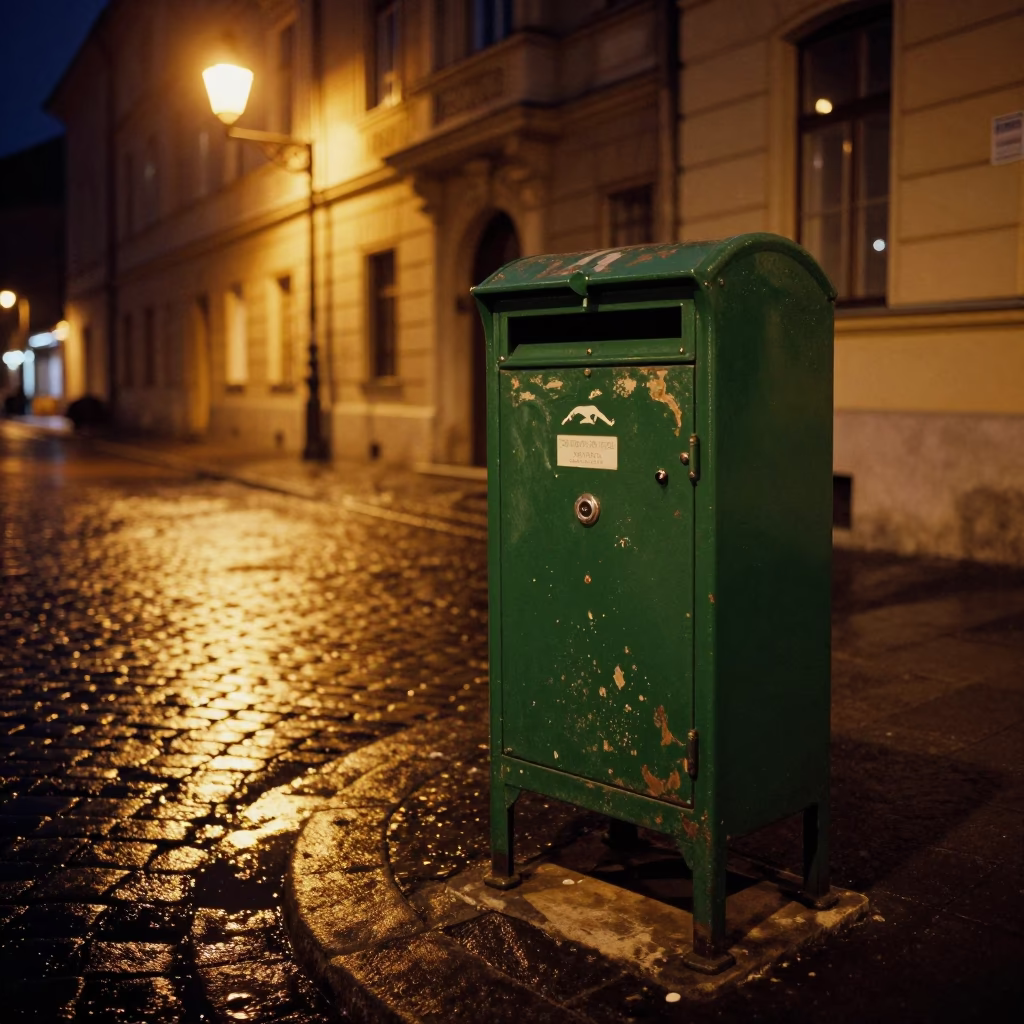 Street Corner in Budapest at Deep In The Night Light in in Budapest, Hungary