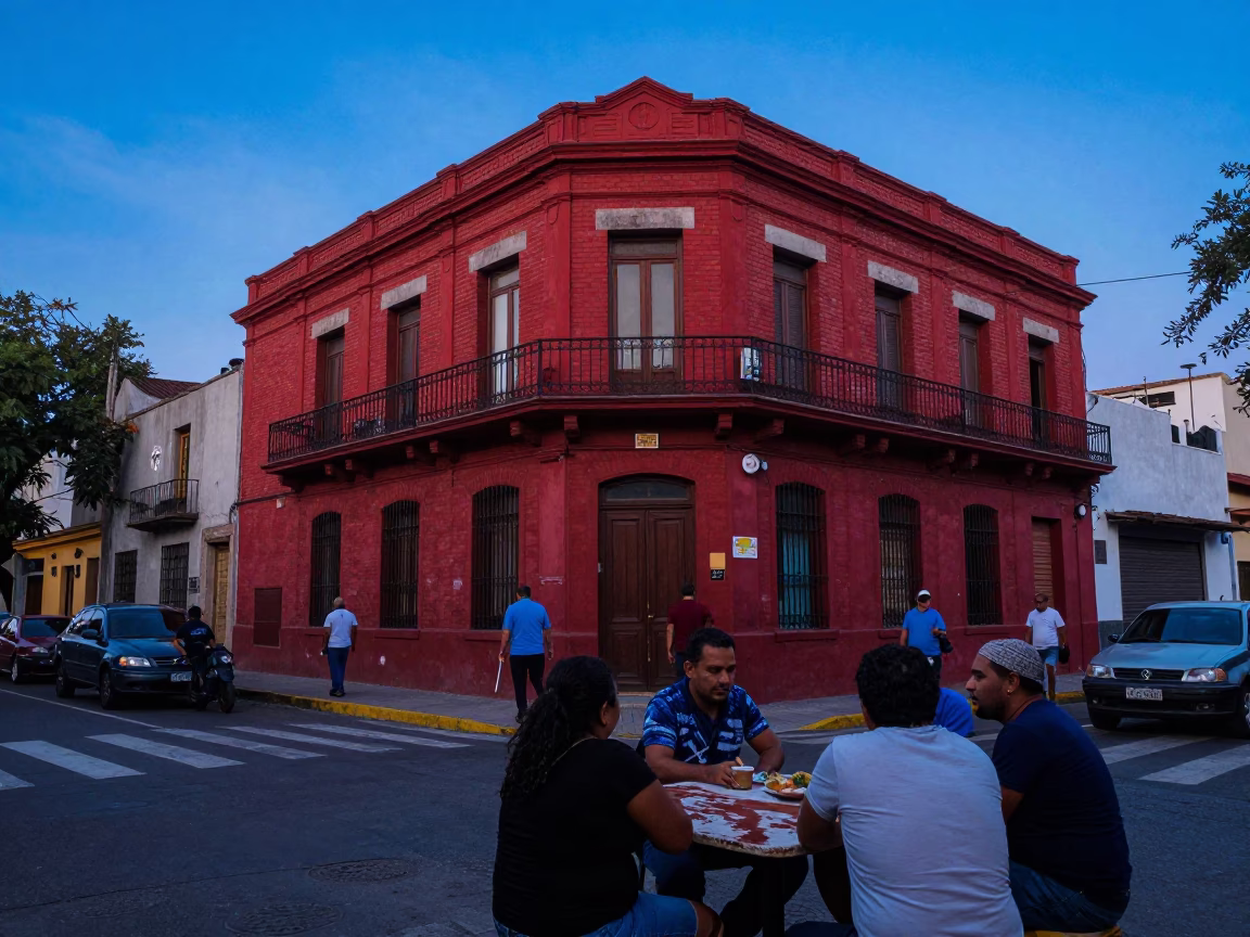 Street Corner in Buenos Aires at Blue Hour in in Buenos Aires, Argentina
