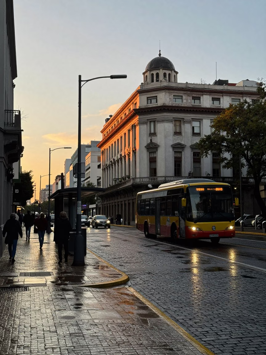 Street Corner in Buenos Aires at First Light Of Dawn in in Buenos Aires, Argentina