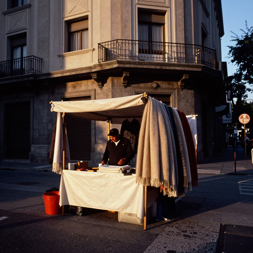 Street Corner in Buenos Aires at The Early Evening Light in in Buenos Aires, Argentina