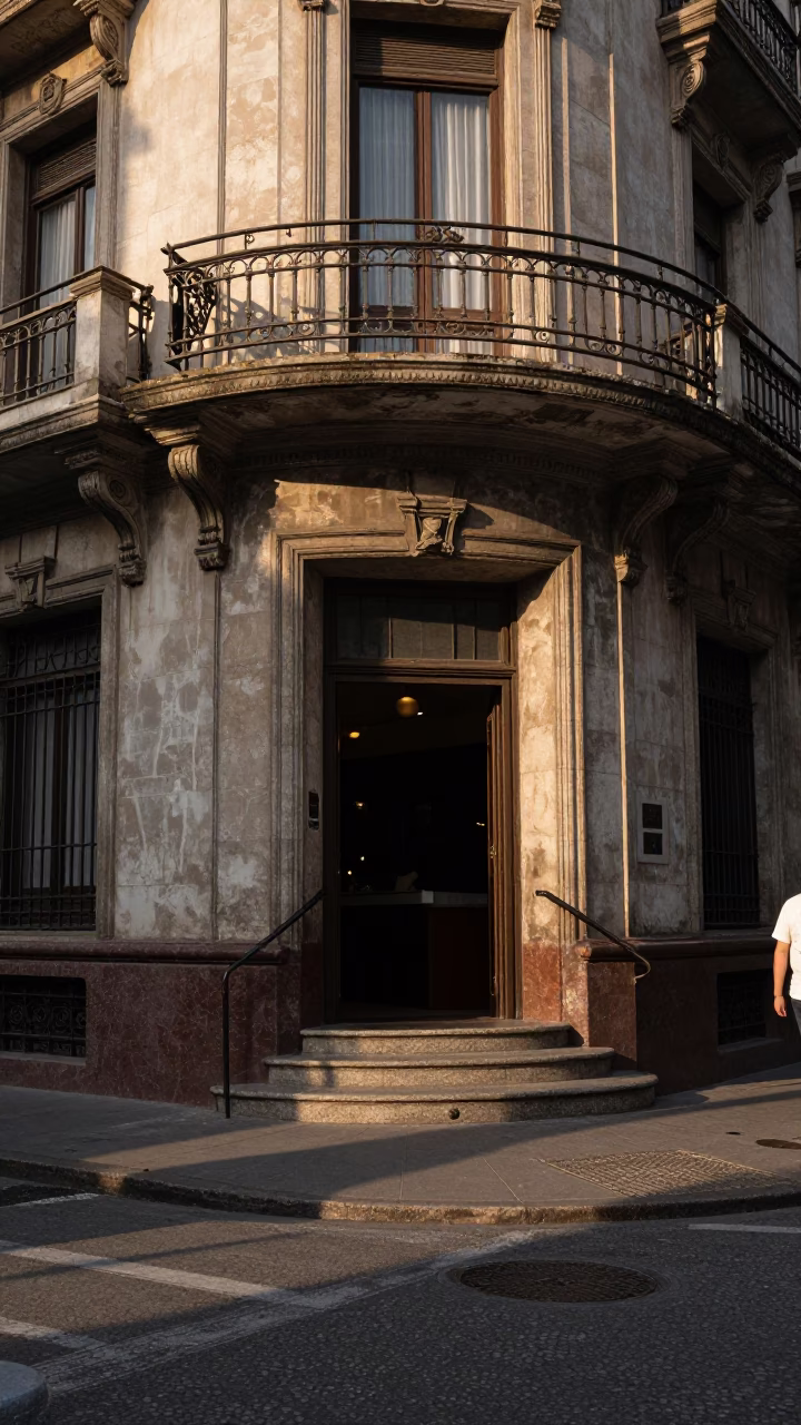 Street Corner in Buenos Aires at The Late Afternoon Light in in Buenos Aires, Argentina
