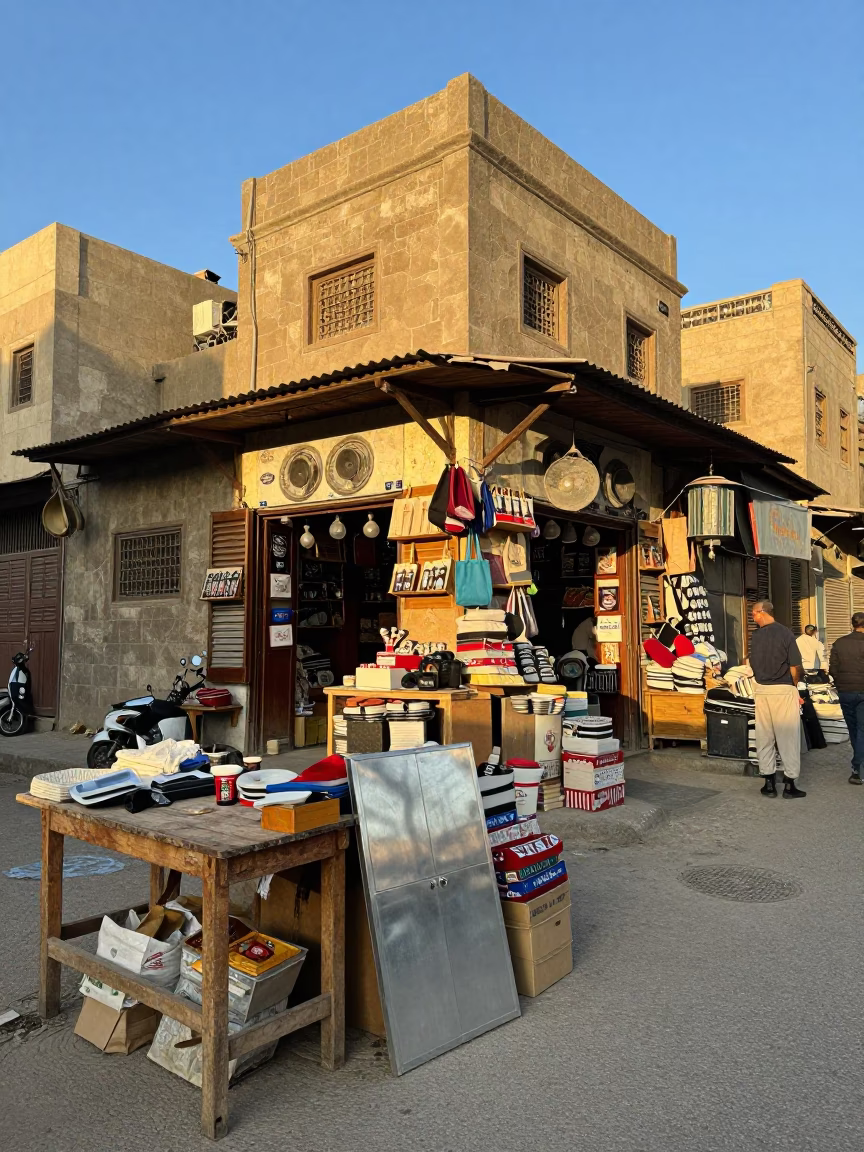 Street Corner in Cairo at Clear Late-afternoon Light in in Cairo, Egypt
