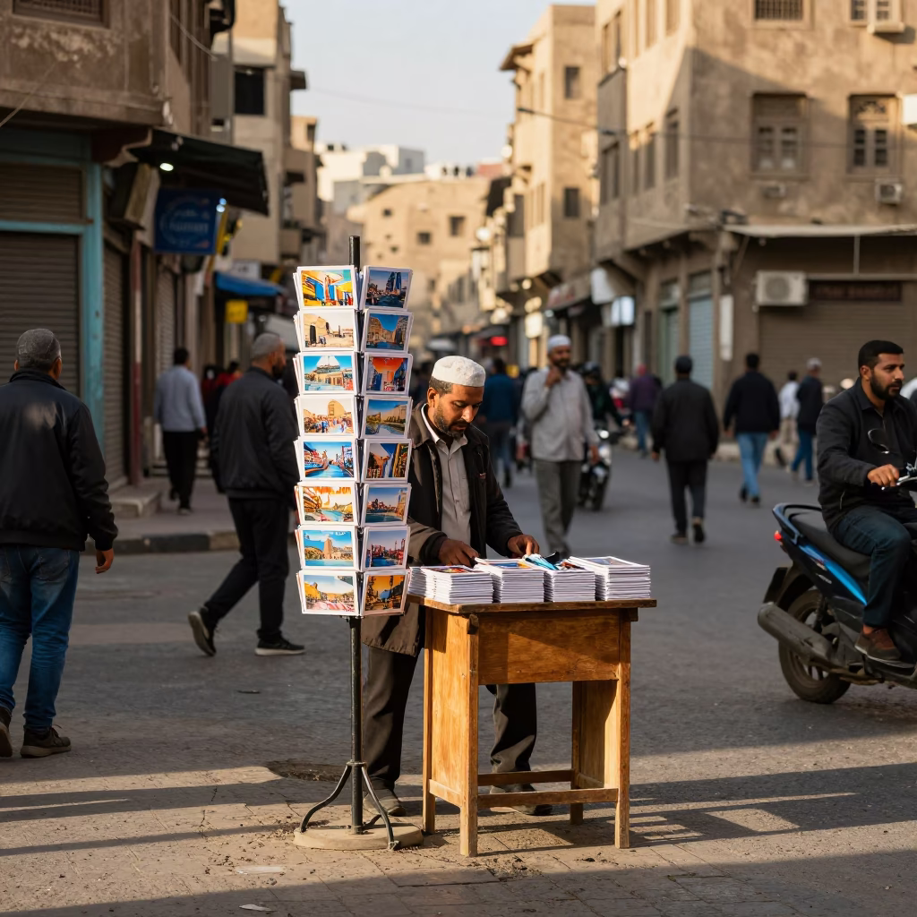 Street Corner in Cairo at The Early Afternoon Light in in Cairo, Egypt