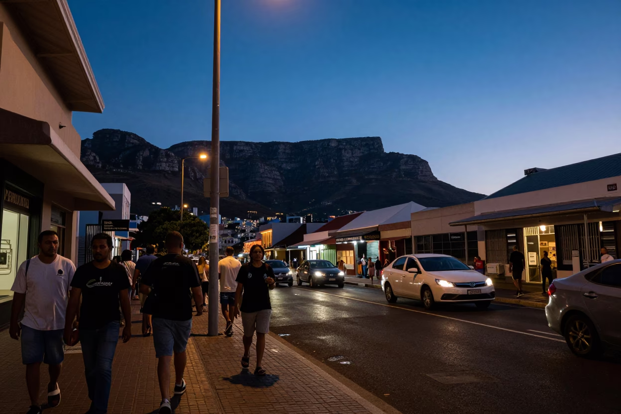 Street Corner in Cape Town at Blue Hour in in Cape Town, South Africa