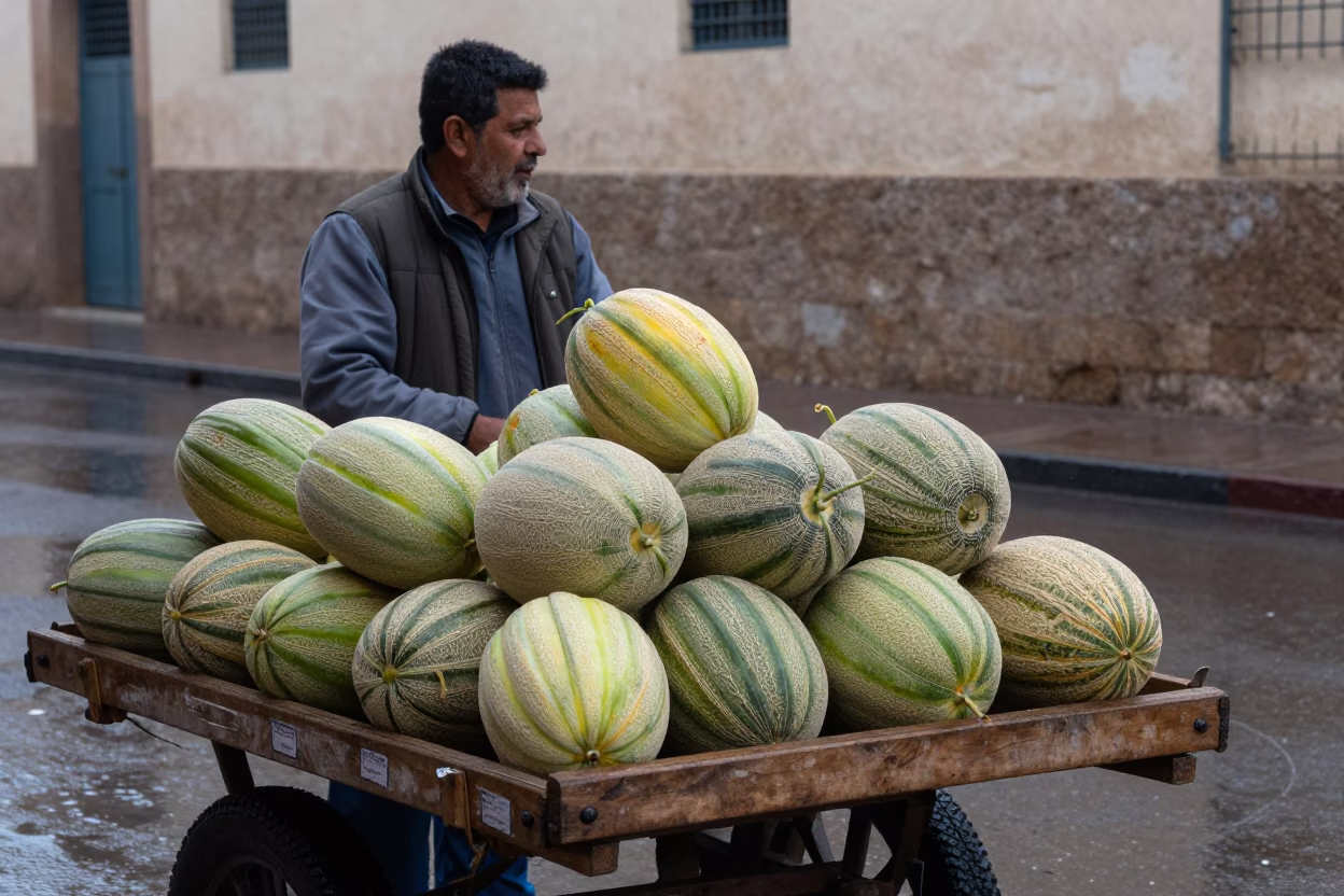 Street Corner in Casablanca at First Light in in Casablanca, Morocco