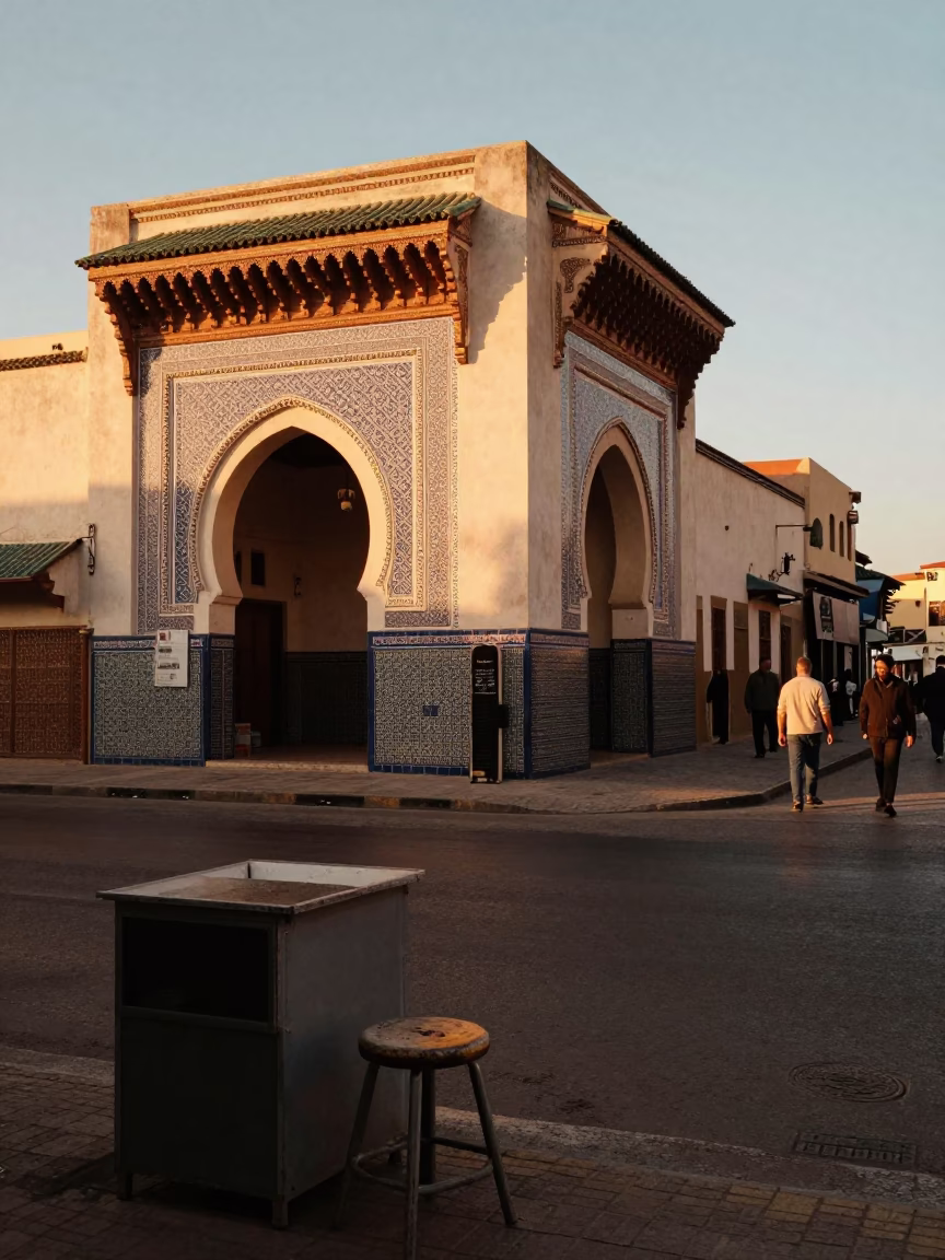 Street Corner in Casablanca at Golden Hour in in Casablanca, Morocco