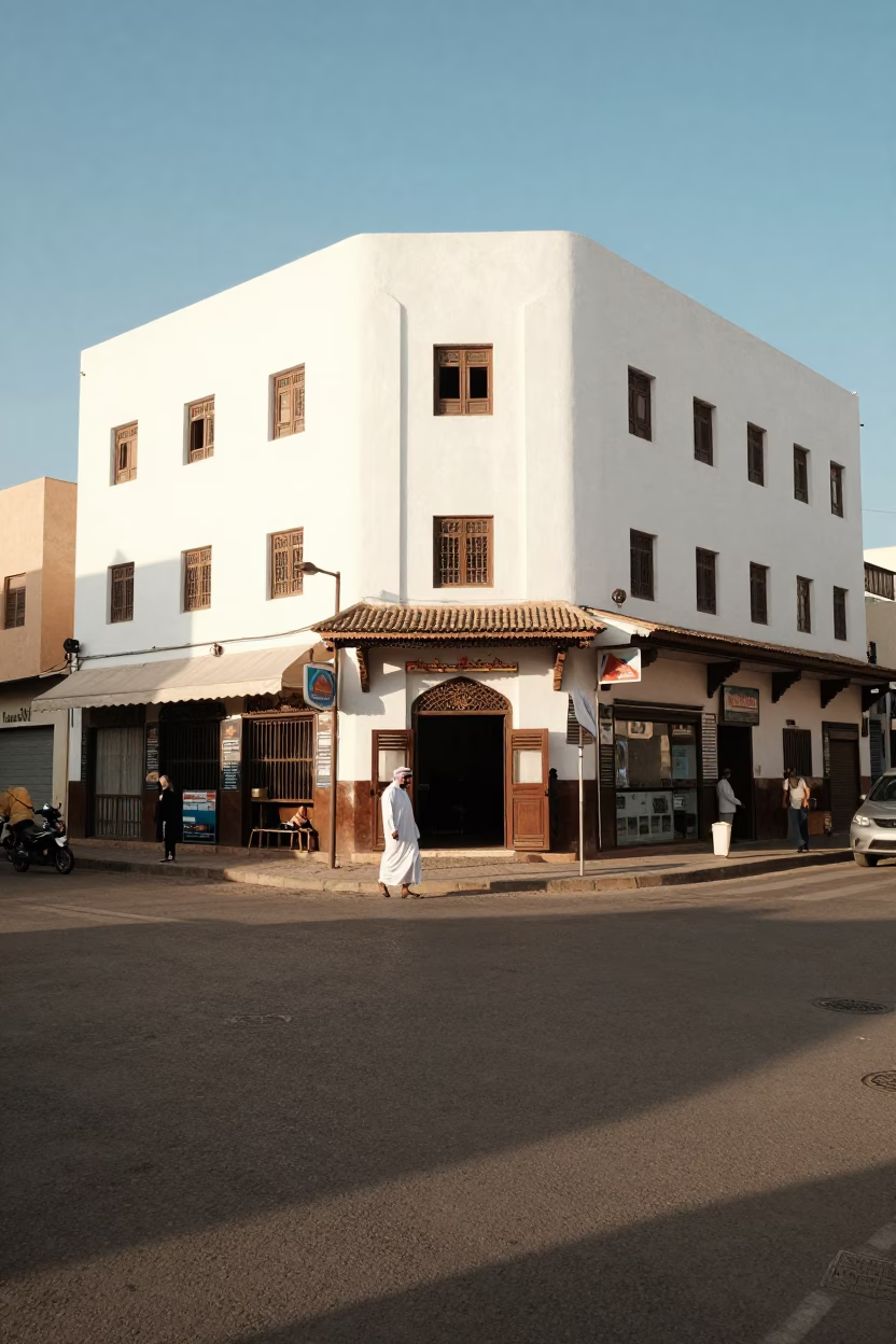 Street Corner in Casablanca at The Early Afternoon Light in in Casablanca, Morocco
