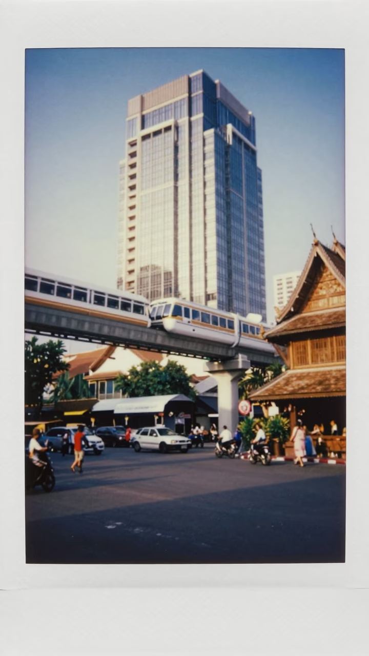 Street Corner in Chiang Mai at Clear Late-afternoon Light in in Chiang Mai, Thailand