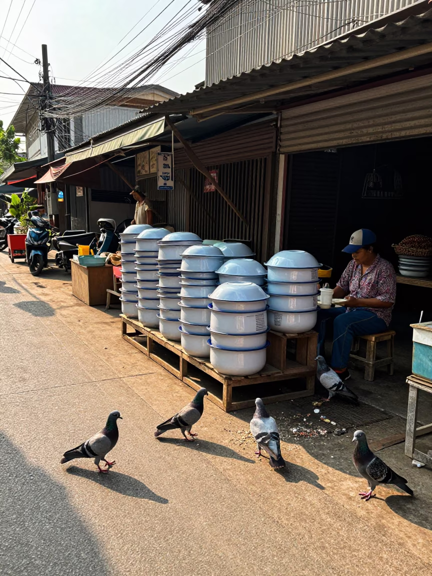 Street Corner in Chiang Mai at The Late Morning Light in in Chiang Mai, Thailand
