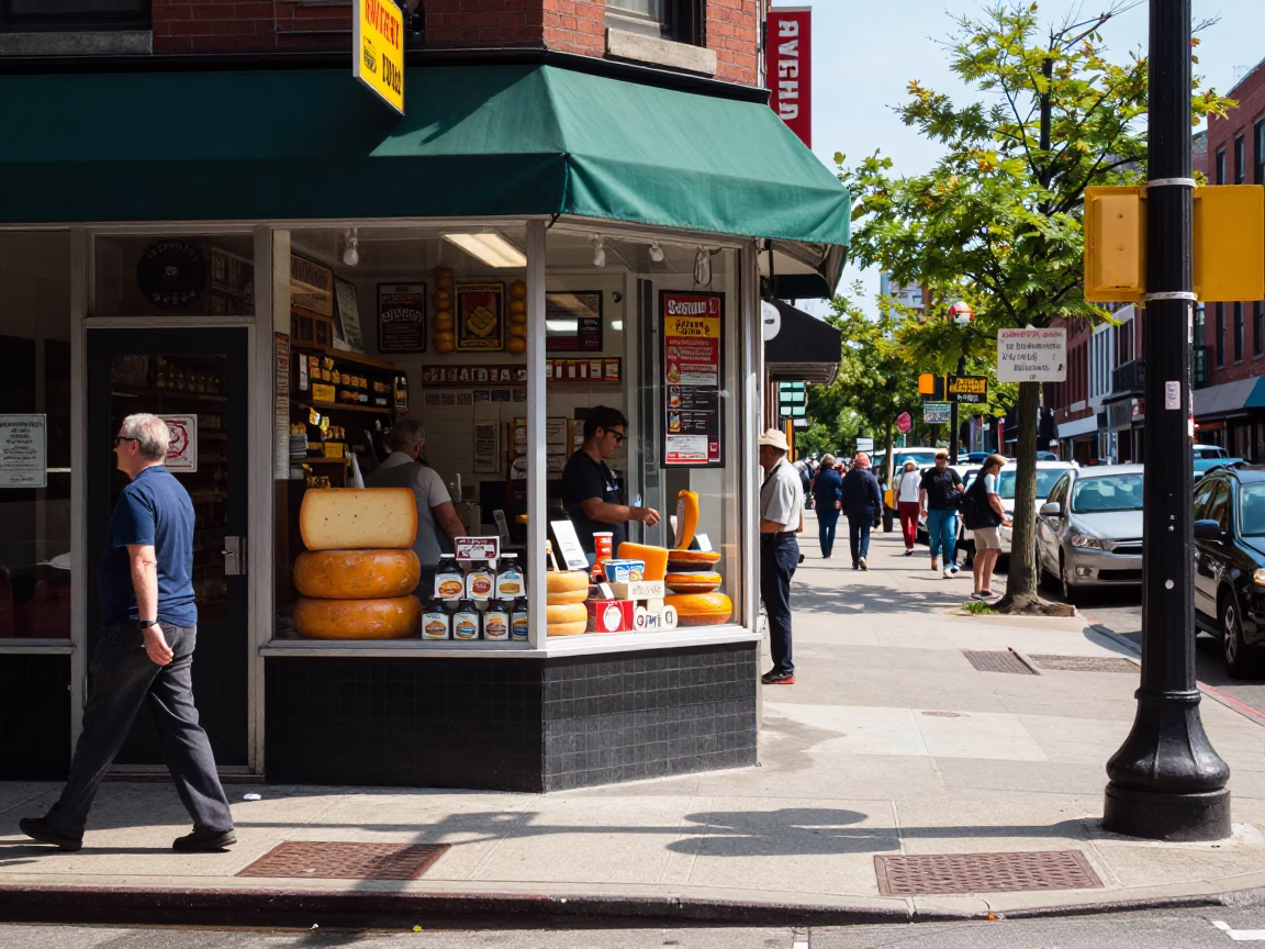 Street Corner in Chicago at Bright Midmorning Light in in Chicago, Illinois, United States