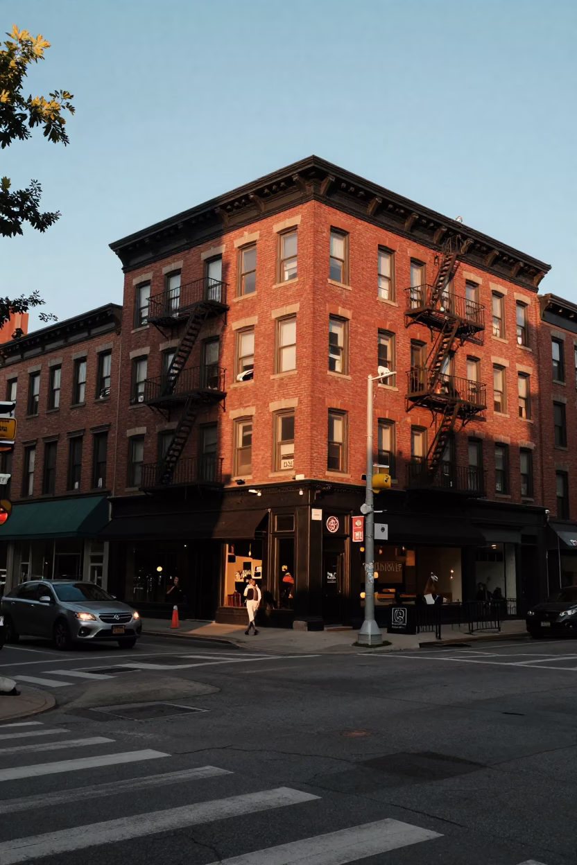 Street Corner in Chicago at Honeyed Evening Light in in Chicago, Illinois, United States