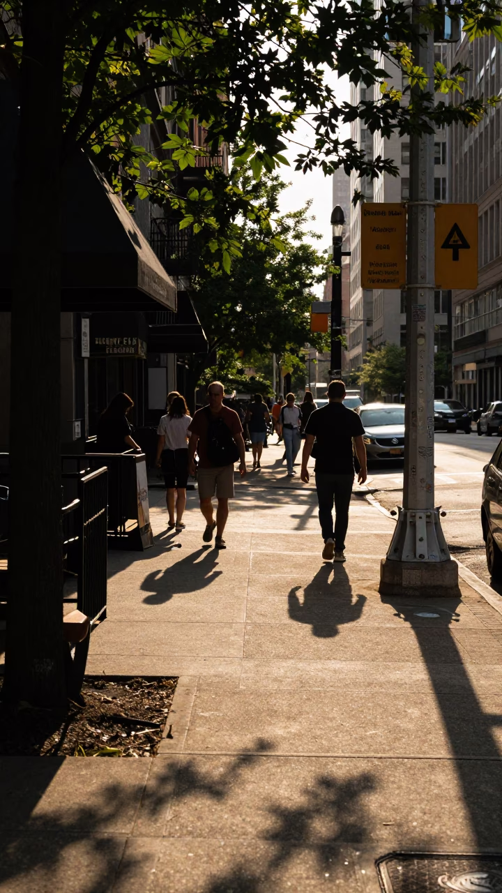 Street Corner in Chicago at The Early Afternoon Light in in Chicago, Illinois, United States
