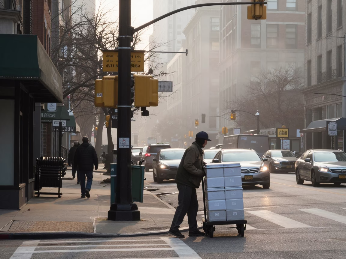 Street Corner in Chicago at The Early Morning Light in in Chicago, Illinois, United States