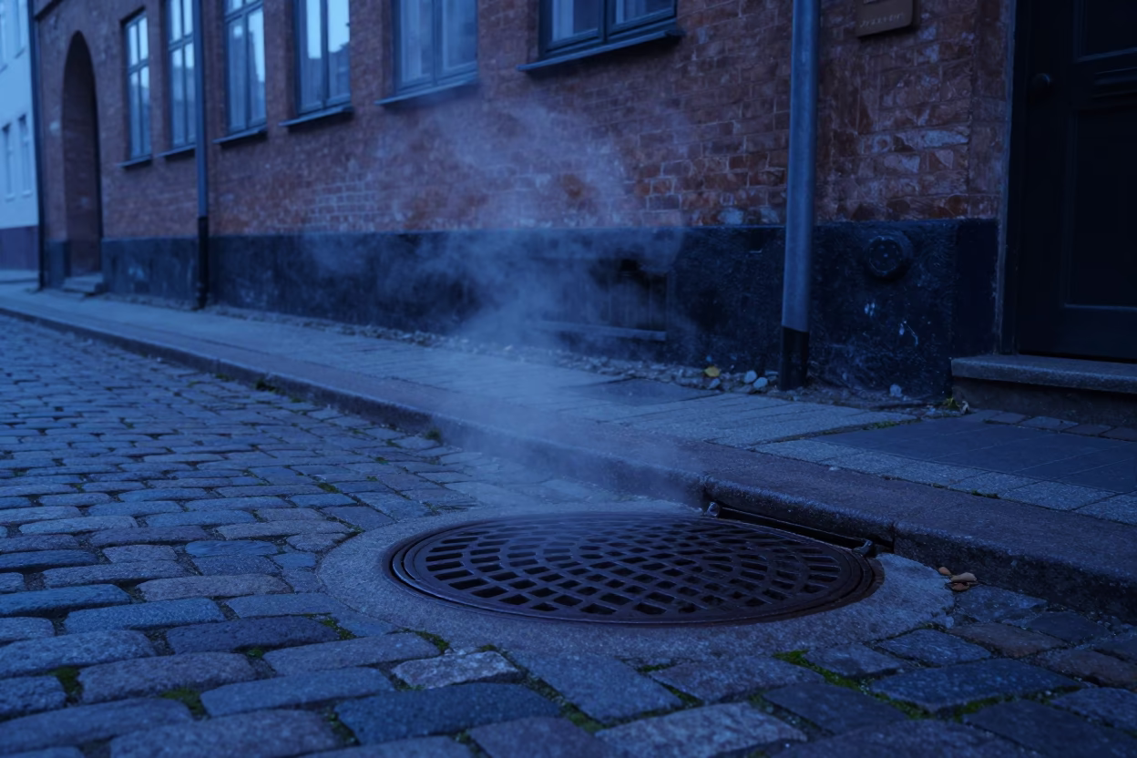 Street Corner in Copenhagen at Sunrise Light in in Copenhagen, Denmark