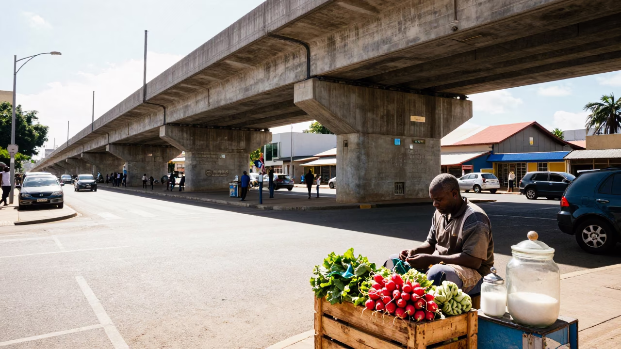 Street Corner in Durban at Bright Midmorning Light in in Durban, South Africa