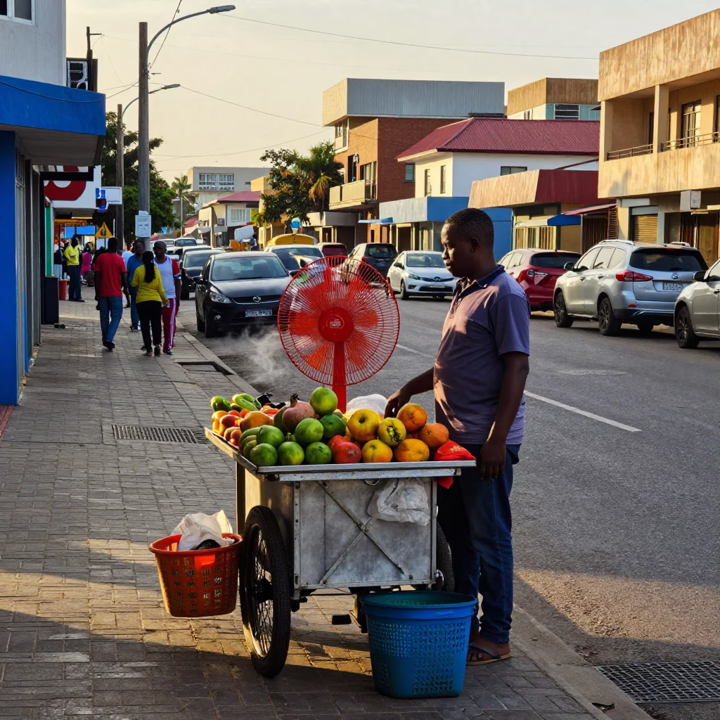 Street Corner in Durban at Late Afternoon Light in in Durban, South Africa