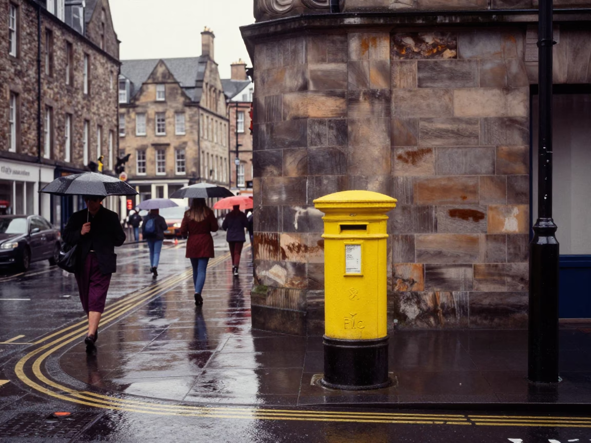 Street Corner in Edinburgh at First Light in in Edinburgh, United Kingdom
