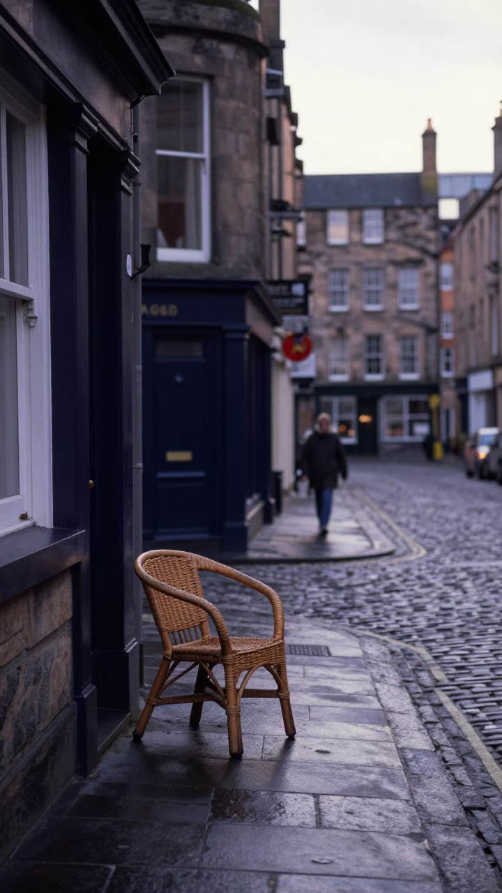 Street Corner in Edinburgh at The Early Morning Light in in Edinburgh, United Kingdom