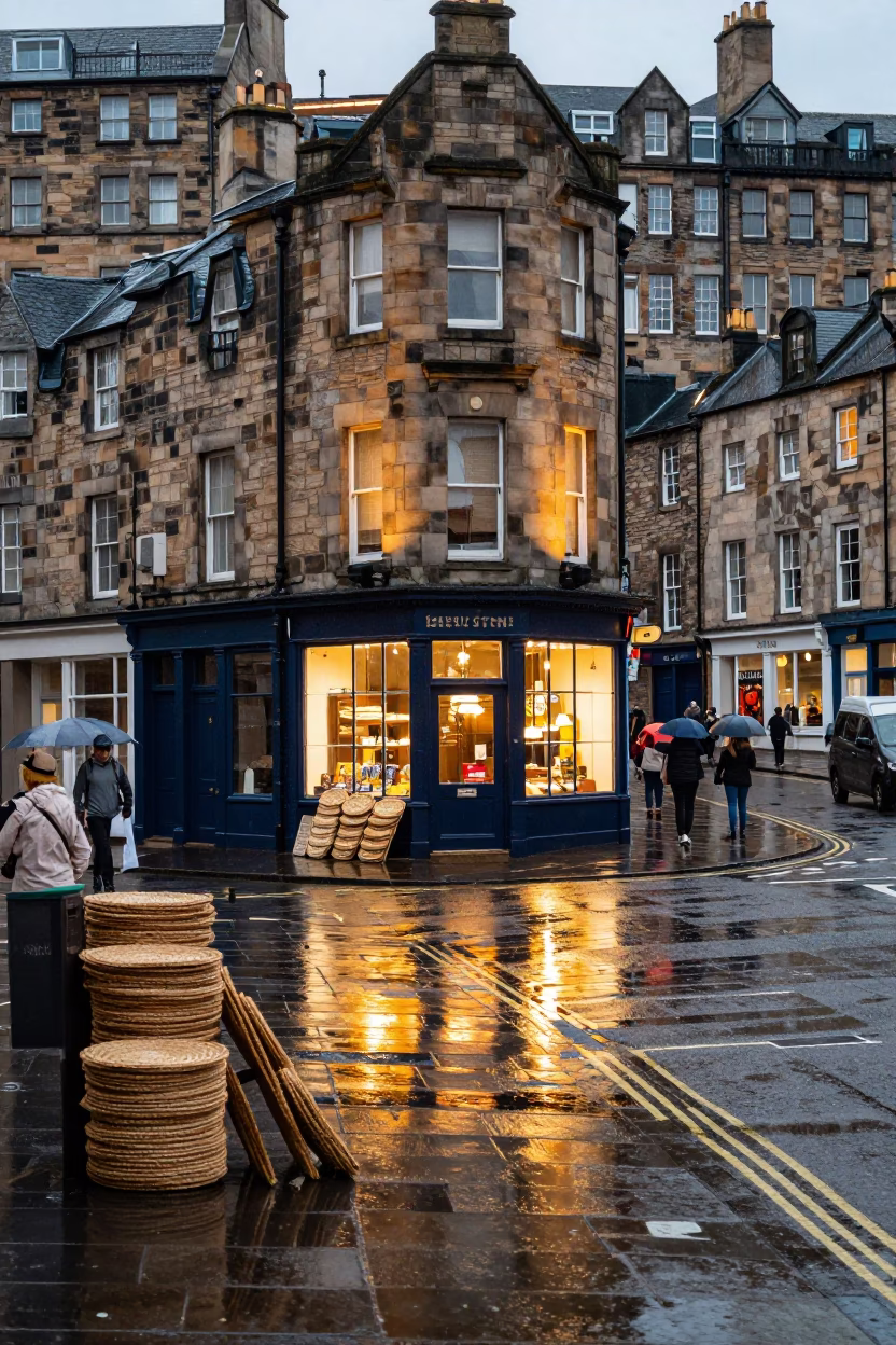 Street Corner in Edinburgh in in Edinburgh, United Kingdom